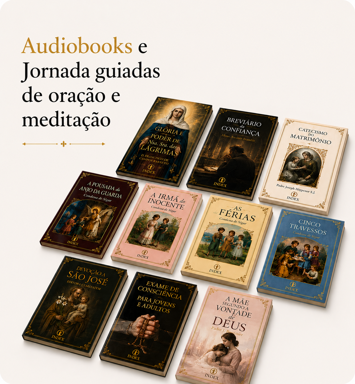 Centenas de audiobooks e jornadas guiadas de oração e meditação
